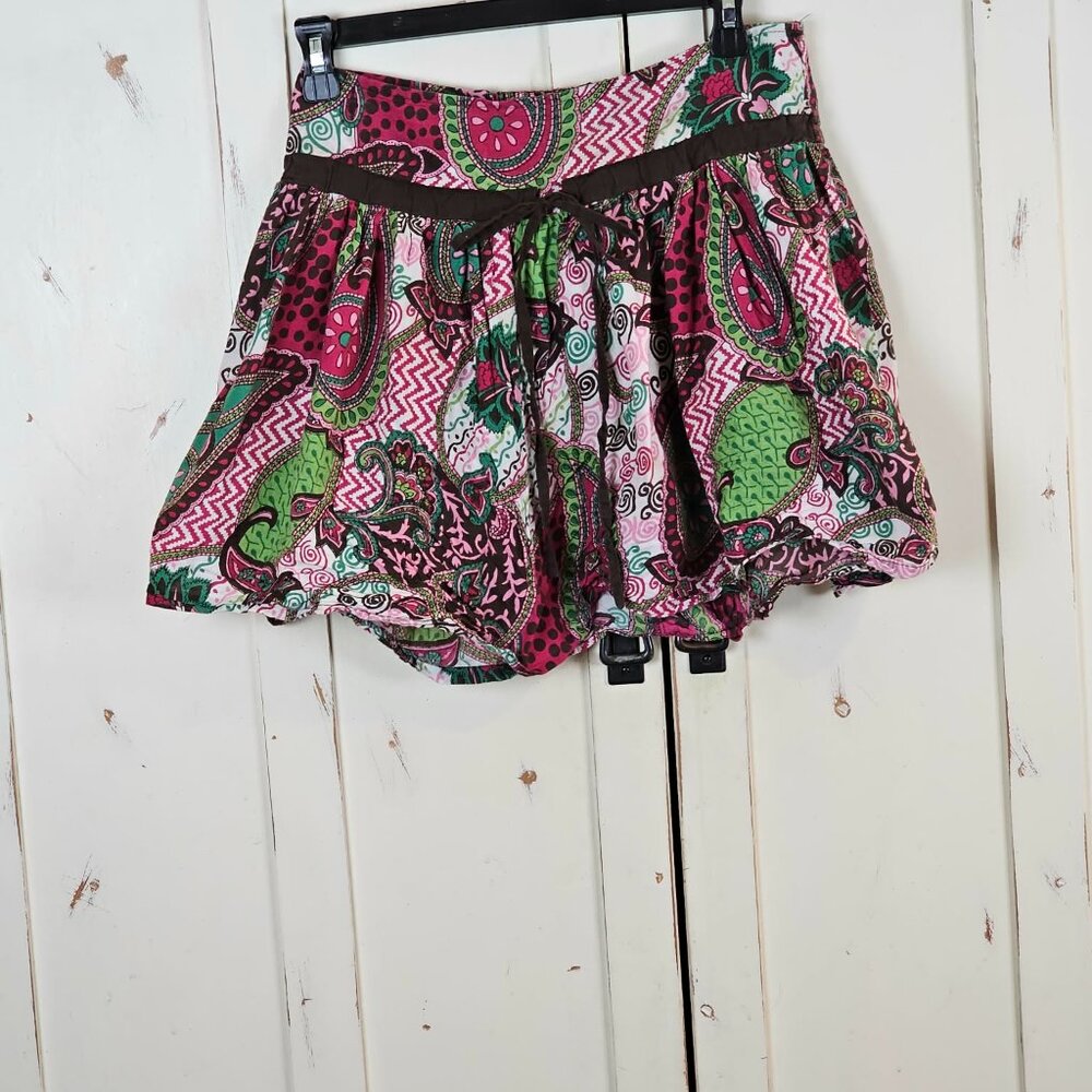 Vintage Y2K Wet Seal Paisley Mini Skirt Boho Print Size S - Picture 2 of 8